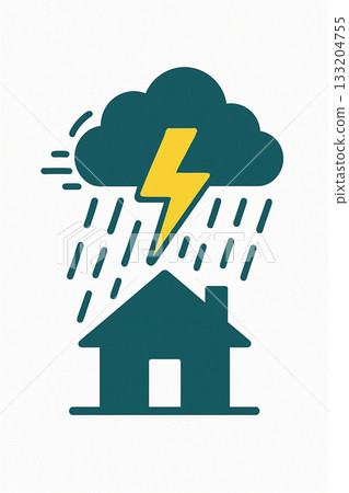 Thunderstorm and heavy rain flat design icons | Guerrilla rainstorm and weather warning 133204755