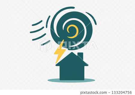 Flat design icon representing approaching typhoon | Disaster prevention, weather warning, natural disaster Flat design icon representing approaching typhoon | Disaster prevention, weather warning, natural disaster 133204756
