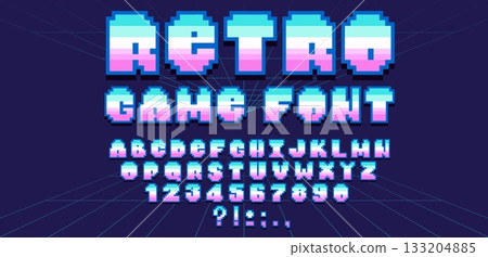 Retro game pixel typography Retro game pixel typography 133204885
