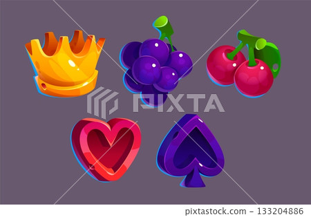 Colorful casino slot machine icons Colorful casino slot machine icons 133204886