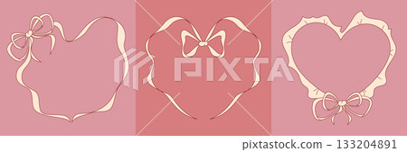 Heart frame in coquette pink design. Heart frame in coquette pink design. 133204891