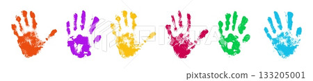 Colorful palm handprint marks Colorful palm handprint marks 133205001