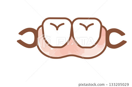 Hand-drawn watercolor illustration for dental correction and partial denture care 133205029