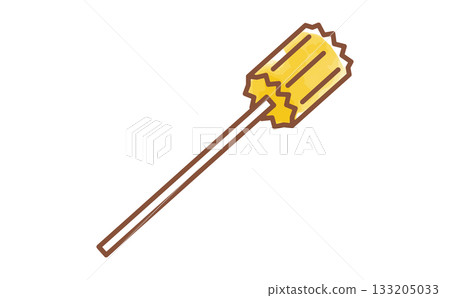 Hand-painted watercolor illustration of a cute oral care sponge brush 133205033