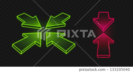 Neon arrow ui elements on dark background Neon arrow ui elements on dark background 133205040