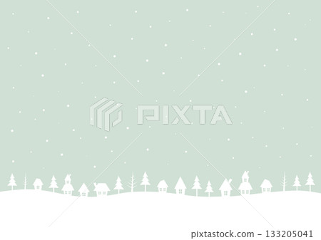 冬季城市景觀，雪景小鎮冬日景象背景插圖 133205041