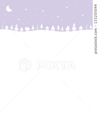 冬日城市景觀，新月和雪景小鎮背景 133205044