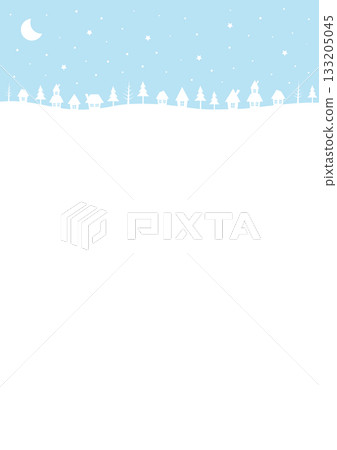 冬季城市景觀和月亮，雪鎮夜晚背景插圖 133205045