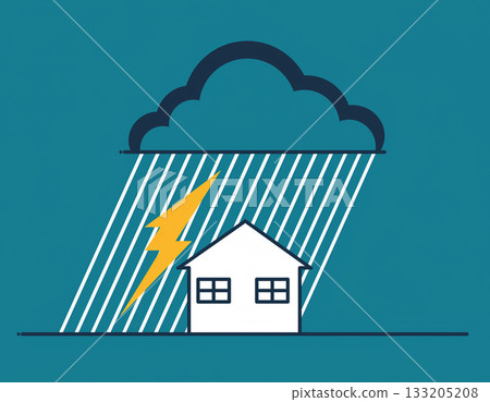 雷暴預警扁平化設計圖標 133205208