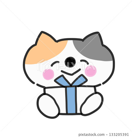 Cute cat holding a gift Cute cat holding a gift 133205391