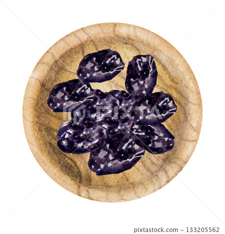 Prunes, dried plum, watercolor illustration, hand drawing Prunes, dried plum, watercolor illustration, hand drawing 133205562