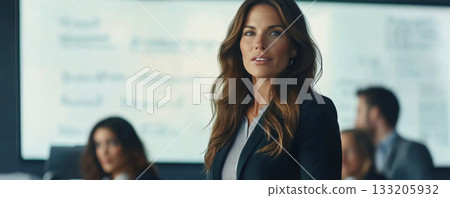 Successful Businesswoman in a Meeting, Confident and Engaged Successful Businesswoman in a Meeting, Confident and Engaged 133205932