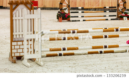Equitation. Obstacle for jumping horses. 133206239