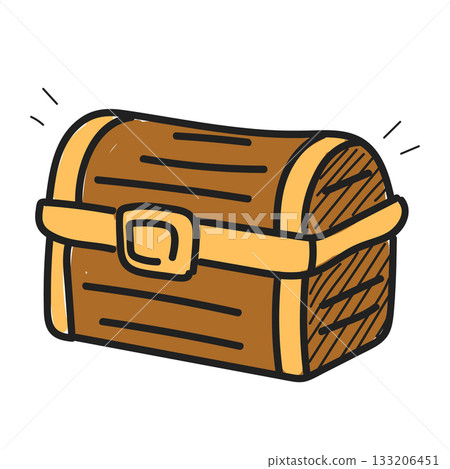 Wooden treasure chest doodle icon 133206451