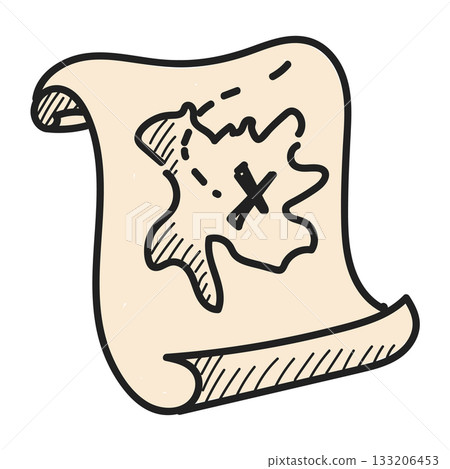 Treasure map doodle icon vector isolated 133206453