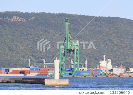 Takamatsu Port Container Terminal and outer breakwater (Yashima Nanrei in the background) 133206640