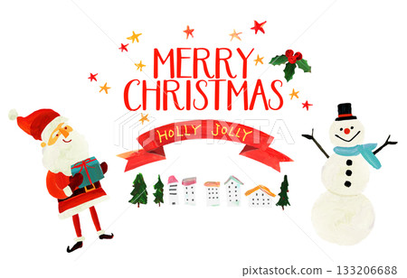 Merry Christmas, Santa Claus, cityscape, hand-drawn, HOLLY JOLLY snowman Merry Christmas, Santa Claus, cityscape, hand-drawn, HOLLY JOLLY snowman 133206688