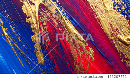 紅色、藍色和金色立體彩繪紋理背景 133207751