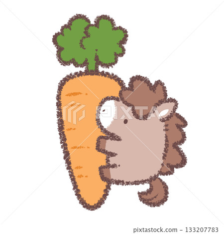Horse hugging a carrot 133207783