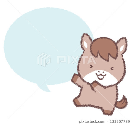 Dancing horse and speech bubble Dancing horse and speech bubble 133207789