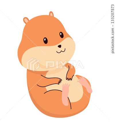 Cartoon hamster. Fluffy domestic pet, funny rodent. Happy home rodent animal. Vector illustration isolated on white background 133207873