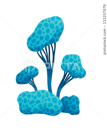 Seaweed and corals isolated on white background. Underwater algae. Aquarium plant. Vector marine life. Vector isolated corals and algae. Underwater flora 133207876