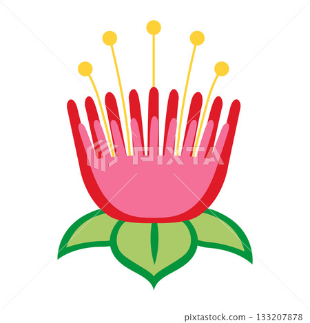 Mexican traditional flower. Ethnic embroidery decoration. Ornate folk graphic, wallpaper element. Festive mexican floral motif. Vector illustration Mexican traditional flower. Ethnic embroidery decoration. Ornate folk graphic, wallpaper element. Festive mexican floral motif. Vector illustration 133207878