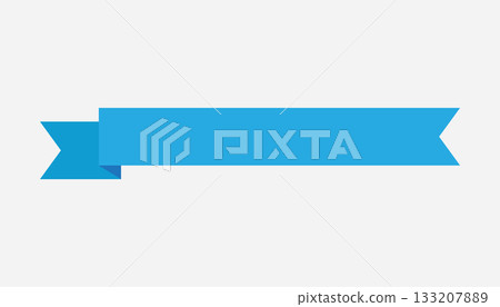 Retro blue ribbon. Icon on white background. Curved textile symbol. Flat vector isolated banner 133207889