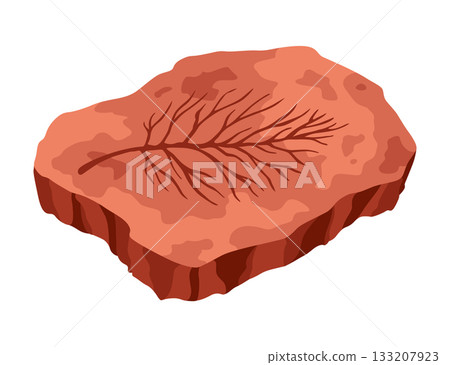Dinosaur fossil skeleton bones, excavations of archeology isolated. Prehistoric reptile skeletons lying underground. Cartoon paleontological artifact 133207923