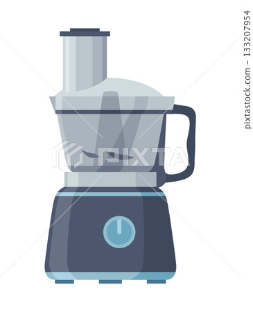 Small grayblue kitchen blender, Compact countertop juicer with handle and lid, Sleek digital depiction of modern smallscale blending device ideal for culinary content 133207954