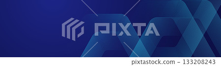 Digital hexagonal blue abstract background. Digital futuristic technology concept with hexagons. Geometric stripe line art design for poster, brochure, cover, banner, website, header 133208243