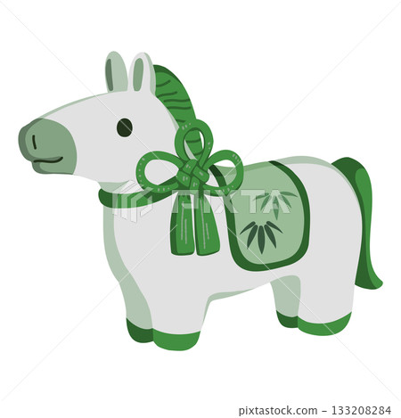Illustration of a white horse inspired by bamboo 133208284