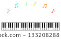 Cute illustration of piano keys and musical notes 133208288
