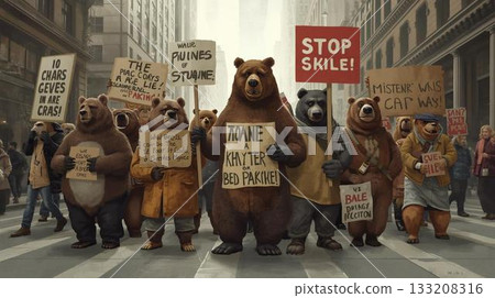 熊群走上街頭抗議 熊群走上街頭抗議 133208316