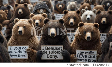 熊舉著標語牌抗議 133208317