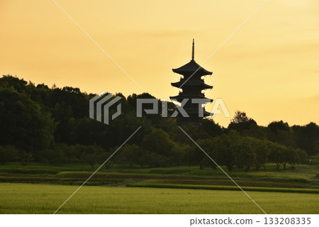 Okayama Kibiji Bitchukokubunji Temple Morning Five-story Pagoda Okayama Kibiji Bitchukokubunji Temple Morning Five-story Pagoda 133208335