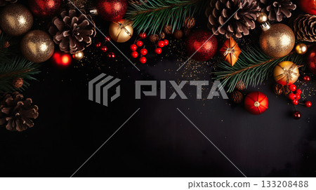 Christmas background with Christmas decorations and space for text 133208488