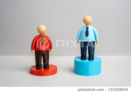 Comparison of productivity indicators of two office workers. Competition between employees. Competition for promotion to a post. Performance evaluation, workplace rivalry Comparison of productivity indicators of two office workers. Competition between employees. Competition for promotion to a post. Performance evaluation, workplace rivalry 133208640