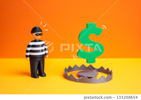 The criminal falls into a trap. Law enforcement success and crime prevention. Security, investigation, and criminal justice 133208654