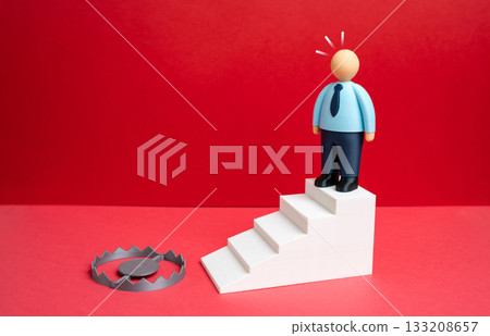 A worker faces a trap of problems if he ends his career. The consequences of early resignation. No turning back. Financial insecurity. Retirement risks, job burnout, and employment issues. A worker faces a trap of problems if he ends his career. The consequences of early resignation. No turning back. Financial insecurity. Retirement risks, job burnout, and employment issues. 133208657