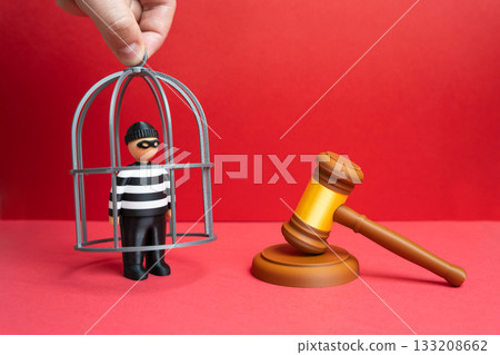 Placement of a criminal in custody. Arrest pending trial. Preventive measures and restriction of liberty. Depiction of justice, law enforcement, and accountability. Judicial systems, or prison reforms 133208662