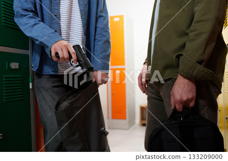 Agression and shooting in the high school. School gun violence concept. Agression and shooting in the high school. School gun violence concept. 133209000