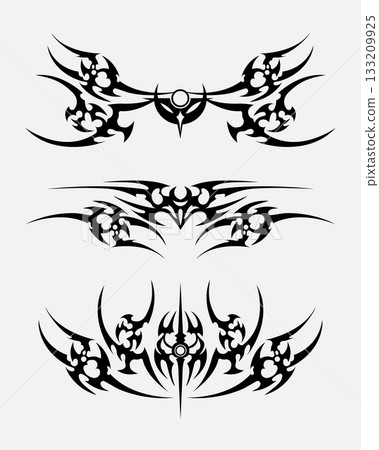 Abstract neo tribal element. Neo tribal shape. Aesthetic y2k cyber gothic style. Vector illustration. 133209925