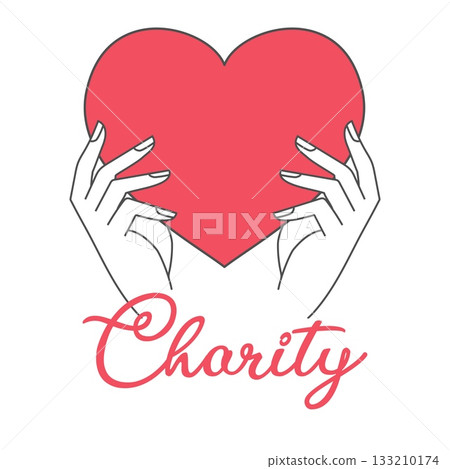 Charity heart in hands logo template 133210174