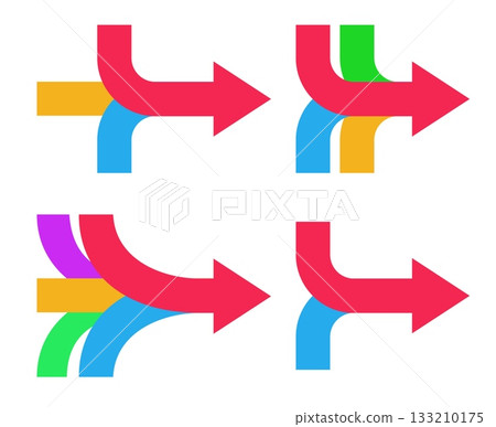 Arrows merging icons Arrows merging icons 133210175