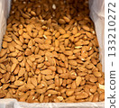 Almonds, peeled and photographed with a close-up view from above, natural almond background, showcasing a healthy vegan nutrition concept. Close-up. . High quality photo 133210272