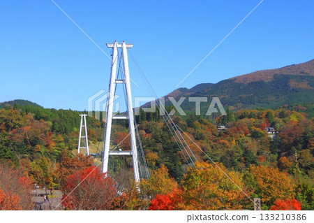 Kokonoe Yume Suspension Bridge in Autumn (Kokonoe Town, Oita Prefecture) Kokonoe Yume Suspension Bridge in Autumn (Kokonoe Town, Oita Prefecture) 133210386