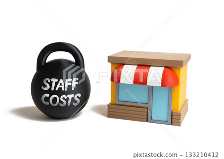 Business store and the problem of staff costs. Payroll pressure, profit reduction, financial planning, and operational efficiency. Retail management 133210412