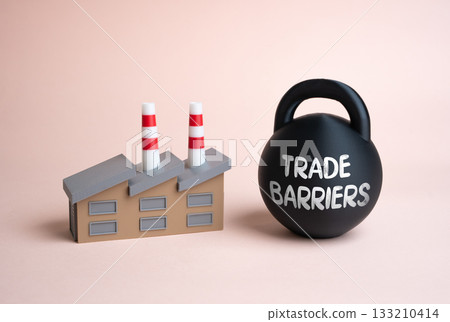 Industrial plant and the problem of trade barriers. Export limitations, supply chain disruptions, economic slowdown, and global market restrictions. International trade 133210414