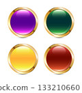 Glossy round colorful buttons set. For web design, games and infographics. Vector illustration 133210660